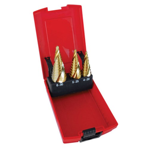 HOLEMAKER SPIRAL FLUTE STEP DRILL SET - 3 PIECE